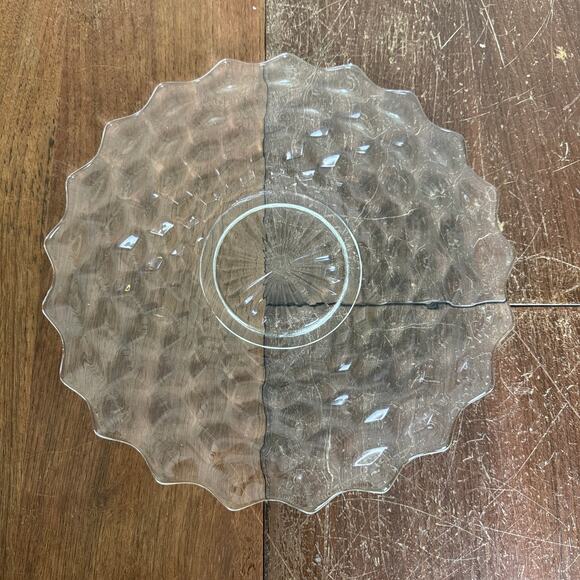 Fostoria American Crystal Clear Glass Cubist 12 Inch Cake Plate Serving Platter - Picture 1 of 6